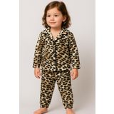 Bubito Leopar Desenli Kız Bebek Çocuk Alt Üst 2'li Pijama Takım-Çok Renkli