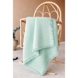 Bubito Organik Pamuklu 4 Kat Püsküllü Müslin Bebek Battaniyesi 100x115 cm - Yeşil - 100 x 115 cm
