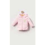 Bubito Tavşan Nakışlı Fermuarlı Cepli Kız Bebek Peluş Welsoft Kışlık Hırka-Pembe