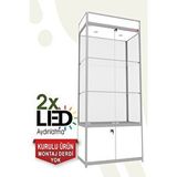 Bubizde Camlı Vitrin - Camlı Dolap - Camlı Koleksiyon Vitrini - Cam Raf - Kurulu Ürün 200x80x40