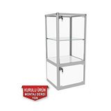 Bubizde Camlı Vitrin - Camlı Dolap - Camlı Koleksiyon Vitrini - Cam Raf - Kurulu Ürün 95x40x40