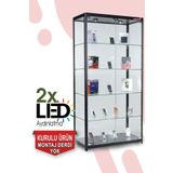 Bubizde Camlı Vitrin - Camlı Dolap - Camlı Koleksiyon Vitrini - Cam Raf - Teşhir Vitrin 180x80x40