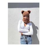 BUBOI KNIT Ayıcık Maske Balaclava Ayı Kar Maskesi Balaklava (Kahve)