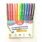 Bubu 12 Renk Keçeli Kalem PVC 3-6 Yaş Çocuklar İçin Ergonomik ve Kokusuz Boyama Aracı