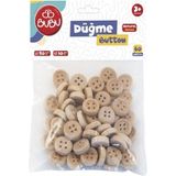 Bubu Ahşap Düğme 1,2Cm 50 Adet 2Cm 10 Adet - 2 Paket