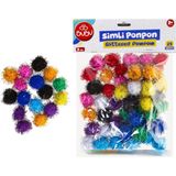 Bubu Simli Ponpon 3 cm Karışık Renk 25 Li -PON006