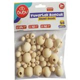 Bubu Yuvarlak Ahşap Boncuk Karışık 48Li - 2 Paket