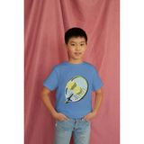 Bubuga Erkek Çocuk %100 Pamuk Premium Tenis Raket Baskılı Kısa Kol Tshirt - Gök Mavisi - 8 Yaş