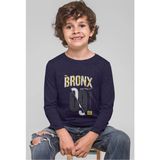 Bubuga Erkek Çocuk Bronx 09 Baskılı Uzun Kollu Tişört %100 Pamuk Nyc Tasarım - Lacivert - 9 Yaş