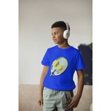 Bubuga Erkek Çocuk Pamuk Tenis Raket Baskılı Kısa Kol Tshirt - 5 Yaş - Saks