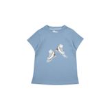 Bubuga Kız Çocuk %100 Pamuk Gök Mavi Buz Pateni Baskılı Kısa Kol Tshirt