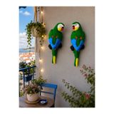 BUBUHOMEDECOR Amazon Papağan Çifti Duvar Süsü – Balkon, Bahçe ve Teras Dekoru