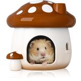 BUCATSTATE Hamster Hideout Seramik, Mantar Şekilli Hamster Evi ve Habitatları Havalı Yatak Tüm Mevsimler için İdeal Cüce Hamster Gerbil Fareleri Altın Ayı (Kahverengi-Büyük)