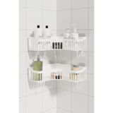 buççin online mağaza Beyaz Banyo Köşelik Yapışkanlı Banyo Rafı, 2'li Banyo Düzenleyici, Duş Rafı Organizer Şampuanlık Pla