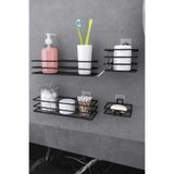 buççin online mağaza Paslanmaz yapıskanlı banyo seti banyo rafı metal sabunluk metal diş fırcalık metal 4 lü set Metal Si
