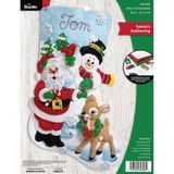 Bucilla Keçe Aplike Noel Çorabı, Noel Baba'nın Buluşması, 45,72 Cm, Kumaş - 0 - 1 Ay - 00-Bordo