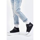Buckhead Axel Kadın Çocuk Cırtlı Sneaker Siyah Düz Tabanlı Konforlu Ayakkabı BUCK4490