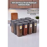 Buclee 12 Adet 1.7 LT Bakliyat Saklama Kabı Seti-Hava Geçirmez Kapaklı-Çok Amaçlı Mutfak Kiler Düzenleyici
