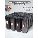 Buclee 12'li 24 Parça 3.2 Lt Erzak ve Bakliyat Saklama Kabı Seti Hava Geçirmez Kapaklı Mutfak Düzenleyici