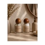 BUCOLIC 2’li Ahşap Top Kapaklı Cam Pamukluk Seti | Vintage Etiket (Cotton & Cotton Bud)