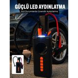 Bucuks Mey Ithalat® 10000MAH Şarjlı Araç Kompresörü Akü Takviye Cihazı Powerbank Özellikli Dijital Lastik Şişirme Pompası