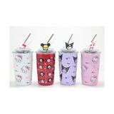 Bucuks Mey Ithalat® Sanrio Hello Kitty ve Kuromi Figürlü Isı Muhafazalı Metal Pipetli Çelik Kupa
