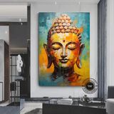 Buddha Kanvas Tablo, Yoga Temalı Dekor, Meditasyon Tablosu, Lotuslu Duvar Dekoru