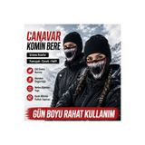 BUDİ HOME Unisex Canavar Diş Baskılı Balaklava 1 Adet Tek Beden Viskoz Kask İçi Motosiklet Maskesi