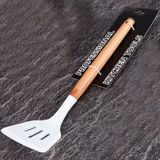 Büdü Discount Ahşap Saplı Silikon Spatula Delikli 32 cm - Beyaz
