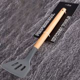 Büdü Discount Ahşap Saplı Silikon Spatula Delikli 32 cm - Gri