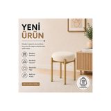 BUEM MOBİLYA CEMRE TEKLİ PUF TABURE BENCH MAKYAJ SANDALYESİ GOLD AYAK