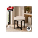 BUEM MOBİLYA ZİRO TEKLİ PUF TAKIMI TABURE BENCH MAKYAJ SANDALYESİ SİYAH AYAK