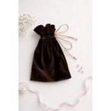 Buemshop Carvela Kadife Hediyelik Kese 10x15 cm Kahverengi Floş İpli Takı ve Hediye Kesesi
