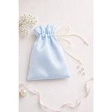 Buemshop Luvina Saten Hediyelik Kese 10x15 cm Bebe Mavisi Beyaz İpli Takı ve Hediye Kesesi