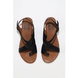 Bueno Shoes 01WA0303 Siyah Kahve Bej Deri Kadın Düz Sandalet