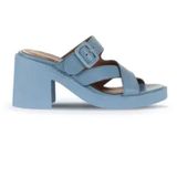Bueno Shoes 01WA1701 Mavi Deri Topuklu Kadın Terlik