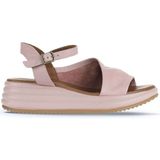 Bueno Shoes 01WA2402 Gül Kurusu Deri Kadın Dolgu Topuklu Sandalet
