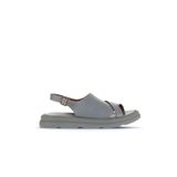 Bueno Shoes 01WA2605 Gri Deri Kadın Dolgu Topuklu Sandalet