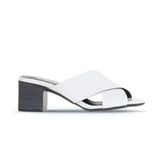 Bueno Shoes 01WA2809 Beyaz Deri Topuklu Kadın Terlik