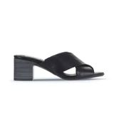 Bueno Shoes 01WA2809 Siyah Deri Kadın Topuklu Terlik