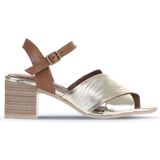 Bueno Shoes 01WA2810 Altın Parlak Deri Kadın Topuklu Sandalet