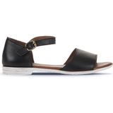 Bueno Shoes 01WA3006 Siyah Deri Kadın Düz Sandalet