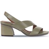 Bueno Shoes 01WA3502 Haki Deri Kadın Topuklu Sandalet