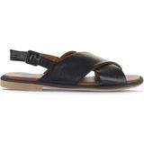 Bueno Shoes 01WA3600 Siyah Deri Kadın Düz Sandalet