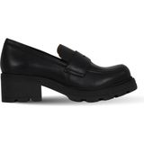 Bueno Shoes 01WF0800 Siyah Deri Kadın Dolgu Topuklu Ayakkabı