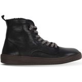 Bueno Shoes 01WF1802 Siyah Beyaz Deri Kadın Düz Bot