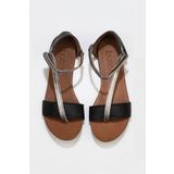 Bueno Shoes 01WJ1101 Siyah Gümüş Deri Kadın Sandalet