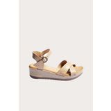 Bueno Shoes 01wl3303 Gül Kurusu Deri Kadın Dolgu Topuklu Sandalet
