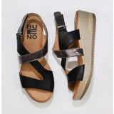 Bueno Shoes 01WL3306 Siyah Deri Dolgu Topuklu Kadın Sandalet
