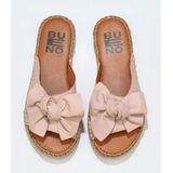 Bueno Shoes 01WL4605 Pembe Deri Kadın Espadril Terlik